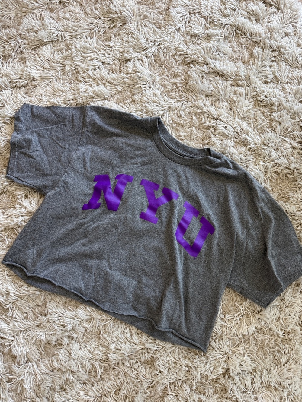 NYU Gray Cropped Tee